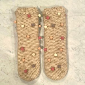 Love June Pom Pom fleece lined socks!